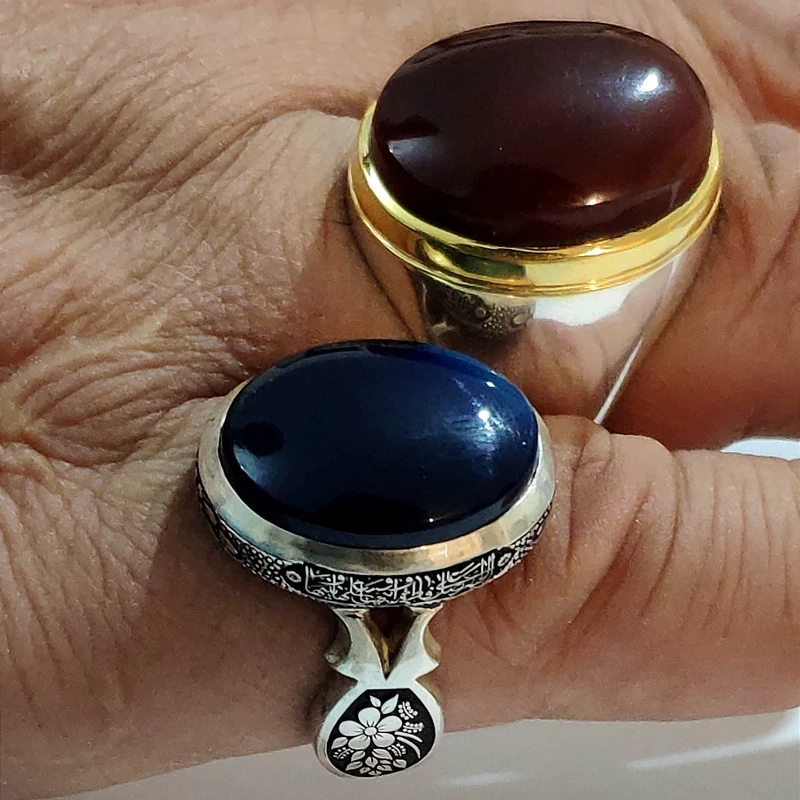 عقیق کرزی یمنی اعلا با رکاب دست ساز سفارشی مدل فیلی و عیار 925